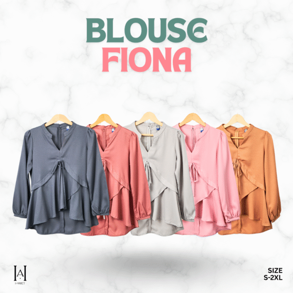Blouse Wanita Model Unik Bahan Moscrepe Premium Tangan Balon Fiona - Gambar 3