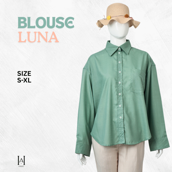 Blouse Kemeja Atasan Wanita Luna Bahan Katun Premium Model Simple Basic