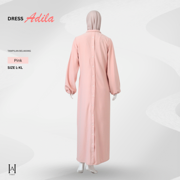 Gamis Dress Simple Adila Basic Knit Premium Adem Variasi Kancing Belakang - Gambar 2