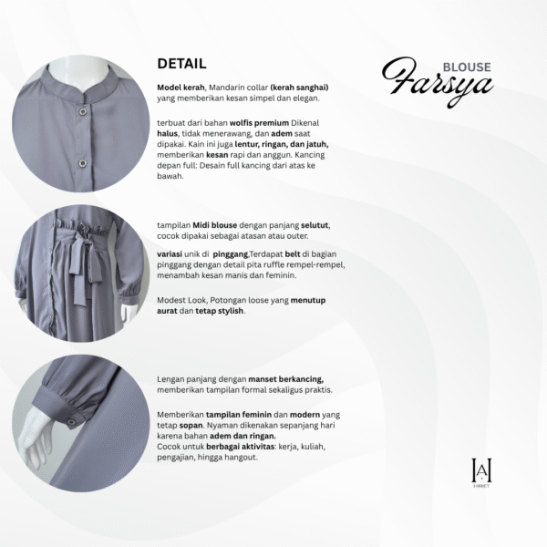 Tunik Wolpeach Premium Farsya Loose Elegan Adem Busui - Gambar 4