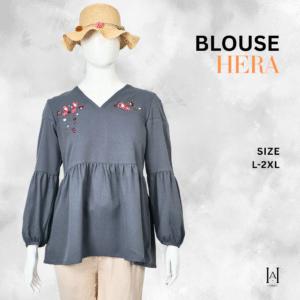 Blouse Hera Wanita Moscrepe Premium Lengan Balon Flowy Adem Tidak Mudah Kusut