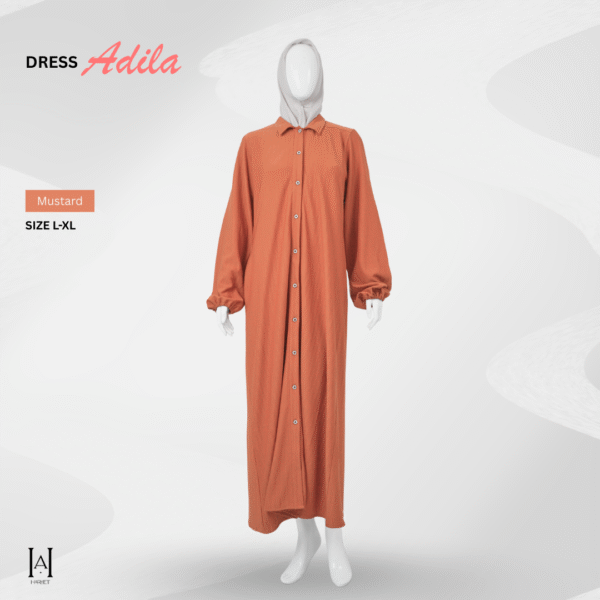 Gamis Dress Simple Adila Basic Knit Premium Adem Variasi Kancing Belakang - Gambar 3