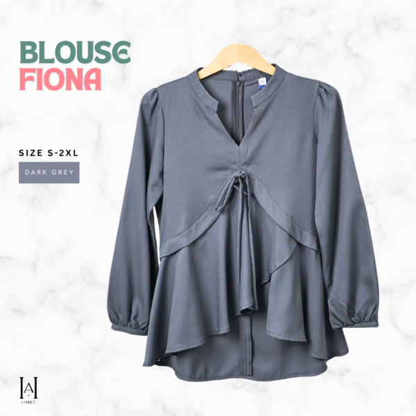 Blouse Wanita Model Unik Bahan Moscrepe Premium Tangan Balon Fiona - Gambar 5