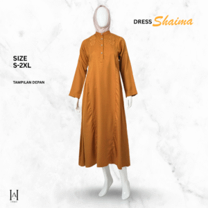 Gamis Dress Slim Shaima Muslimah Bahan Shakila Katun Premium Adem Lembut Bordir Bunga