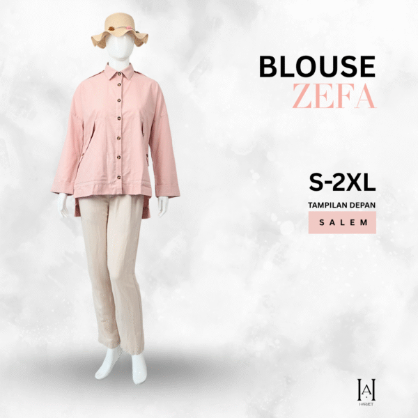 Blouse Katun Texture Zefa Stylish Soft Modest Salem Edition - Gambar 2