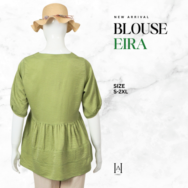 Blouse Eira Atasan Wanita Lengan Pendek Balon Soft Dailywear - Gambar 2