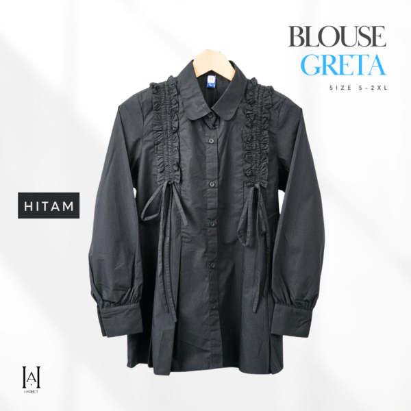Blouse Wanita Katun Parasut Premium Model Kekinian Ruffle Aksen Pita Yang Unik - Gambar 5