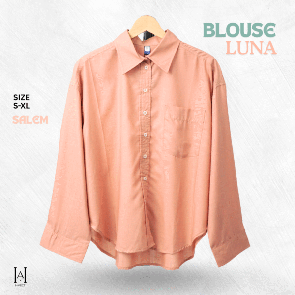 Blouse Kemeja Atasan Wanita Luna Bahan Katun Premium Model Simple Basic - Gambar 5