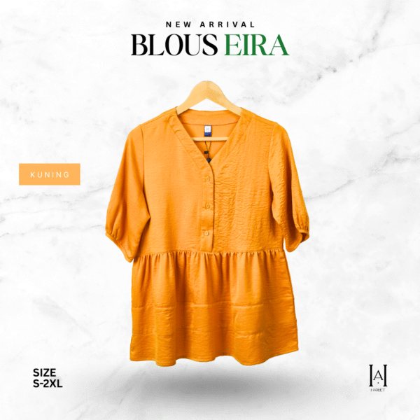 Blouse Eira Atasan Wanita Lengan Pendek Balon Soft Dailywear - Gambar 5