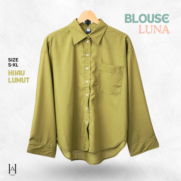 Blouse Kemeja Atasan Wanita Luna Bahan Katun Premium Model Simple Basic - Gambar 6