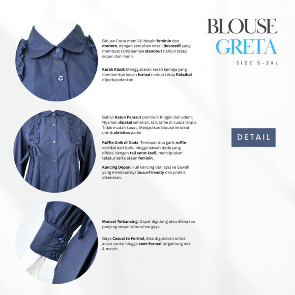 Blouse Wanita Katun Parasut Premium Model Kekinian Ruffle Aksen Pita Yang Unik - Gambar 7