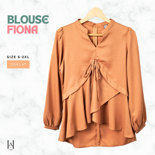 Blouse Wanita Model Unik Bahan Moscrepe Premium Tangan Balon Fiona - Gambar 8