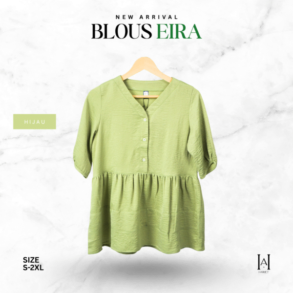 Blouse Eira Atasan Wanita Lengan Pendek Balon Soft Dailywear - Gambar 4