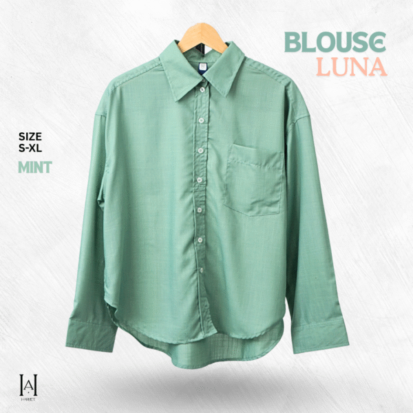 Blouse Kemeja Atasan Wanita Luna Bahan Katun Premium Model Simple Basic - Gambar 4