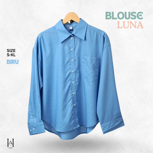 Blouse Kemeja Atasan Wanita Luna Bahan Katun Premium Model Simple Basic - Gambar 7