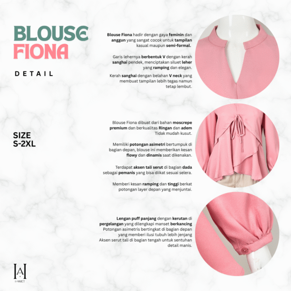 Blouse Wanita Model Unik Bahan Moscrepe Premium Tangan Balon Fiona - Gambar 9