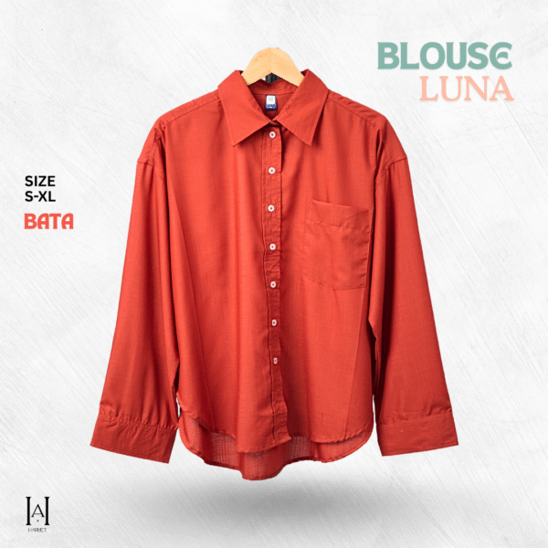 Blouse Kemeja Atasan Wanita Luna Bahan Katun Premium Model Simple Basic - Gambar 8