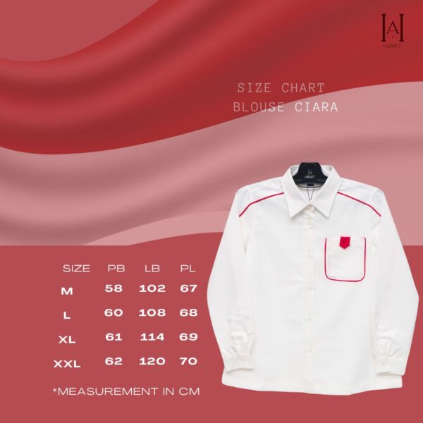 Blouse Merah Putih Agustusan HARMET MERDEKA Ciara Lengan Panjang - Gambar 2