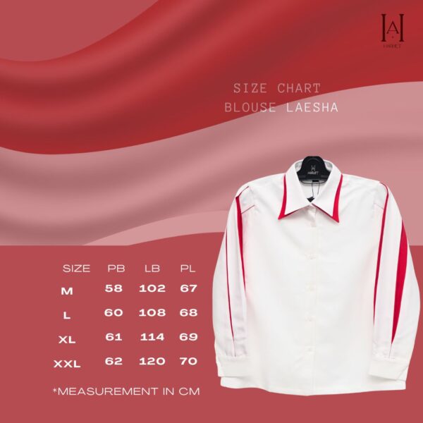 Blouse Merah Putih Agustusan Atasan Wanita Premium HARMET MERDEKA Laesha Lengan Panjang - Gambar 2