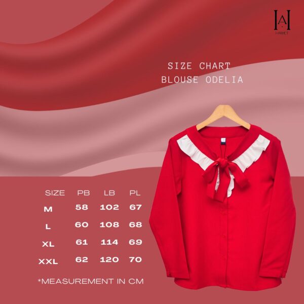 Blouse Merah Putih Agustusan Atasan Wanita Premium HARMET MERDEKA Odelia Lengan Panjang - Gambar 2