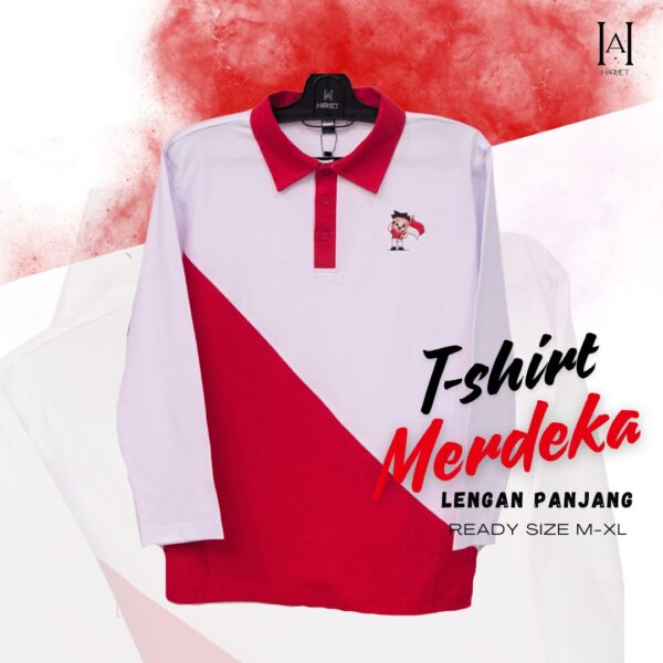 KAOS MERAH PUTIH AGUSTUSAN PREMIUM HARMET T-SHIRT MERDEKA 01 LENGAN PANJANG LIMITED EDITION