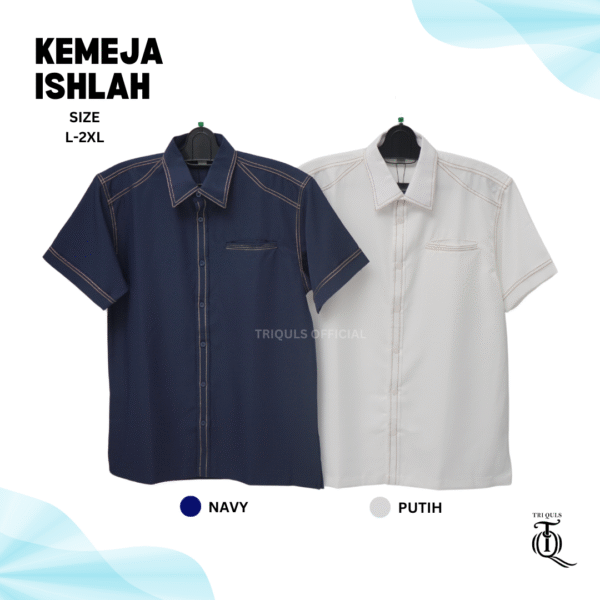 Kemeja Pria Ishlah TRIQULS Premium High Quality Slimfit Bahan Katun Shakila - Gambar 3