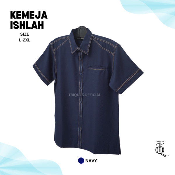 Kemeja Pria Ishlah TRIQULS Premium High Quality Slimfit Bahan Katun Shakila - Gambar 4