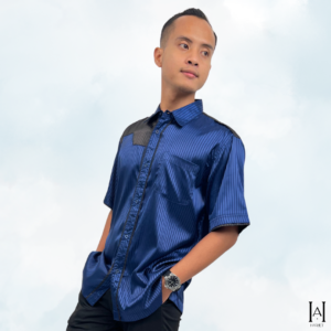 Kemeja Pria Aqlan Motif Salur Couple Elegan Mewah casual